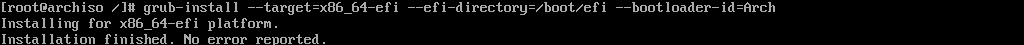 grub install success result